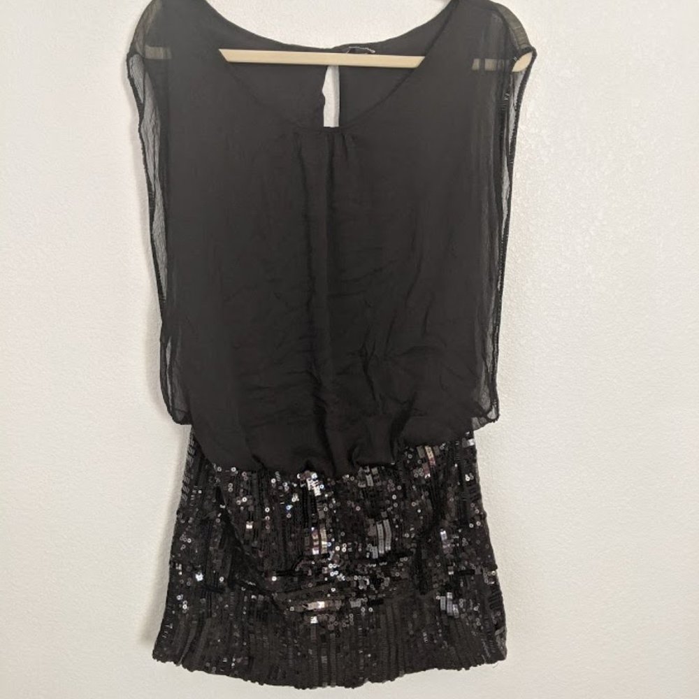 Black Sequin BEBE Dress Size L